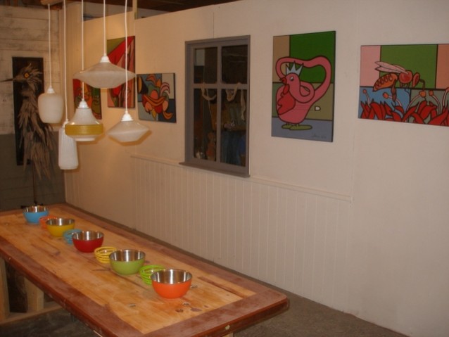 tentoonstelling jan & piet museum, spaarne kunstroute mei 2011, schilderijen en tafel Jan Heijer